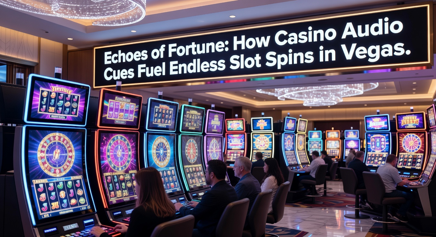 Vibrant casino floor in Las Vegas filled with glowing slot machines emitting colorful lights and cascading coin sounds, capturing the energetic atmosphere where players are immersed in spinning reels